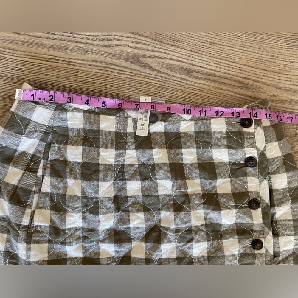 Madewell Curvy Quilted Flannel Mini Skirt in Gingham Check NWT Women’s Size 8 - Picture 11 of 12